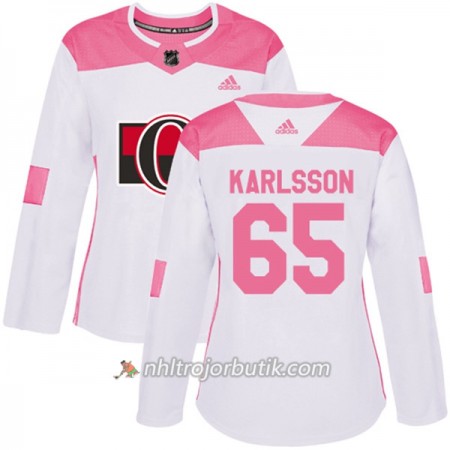 Dame Ishockey Ottawa Senators Tröja Erik Karlsson 65 Adidas 2017-2018 Vit Rosa Fashion Authentic